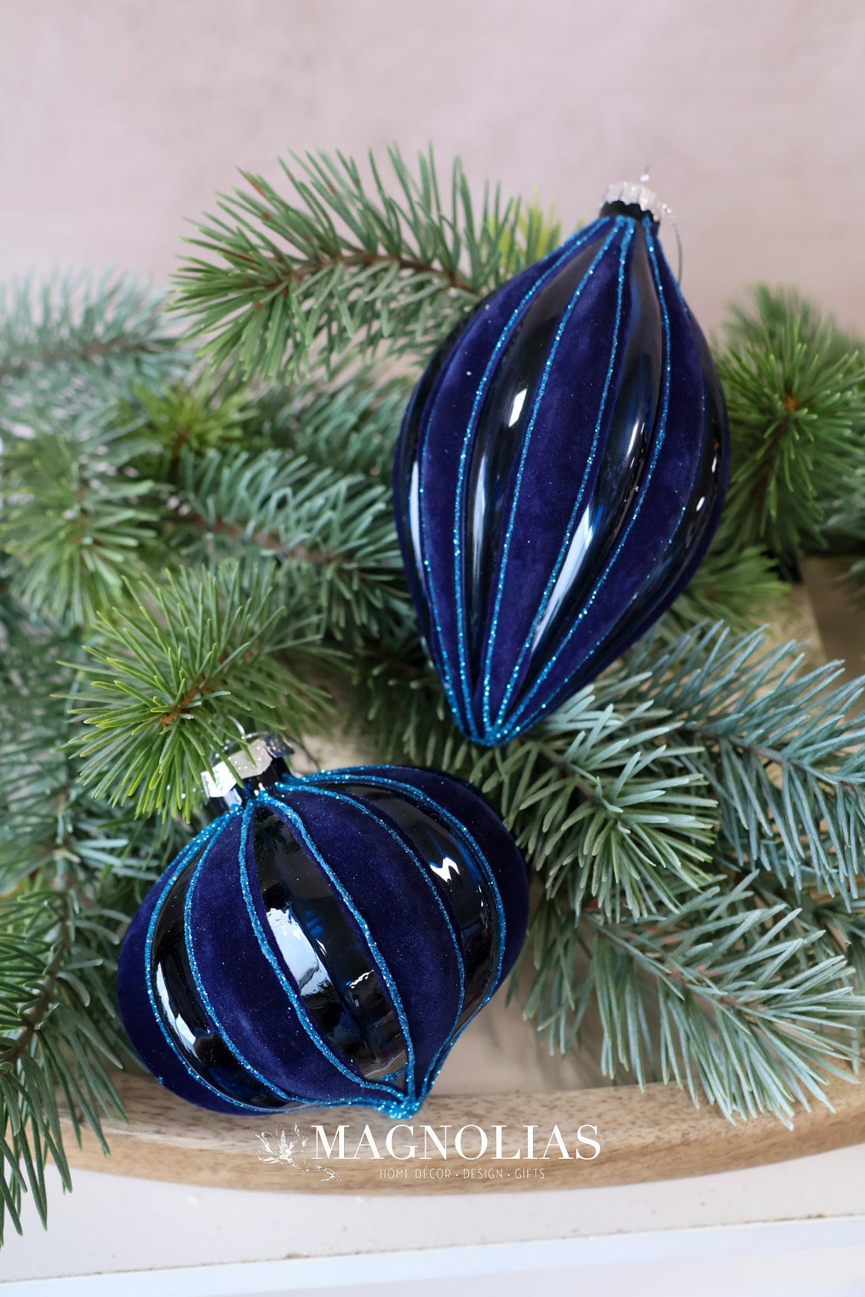 Velvet Sky Blue Glass Ornament - 3 Styles