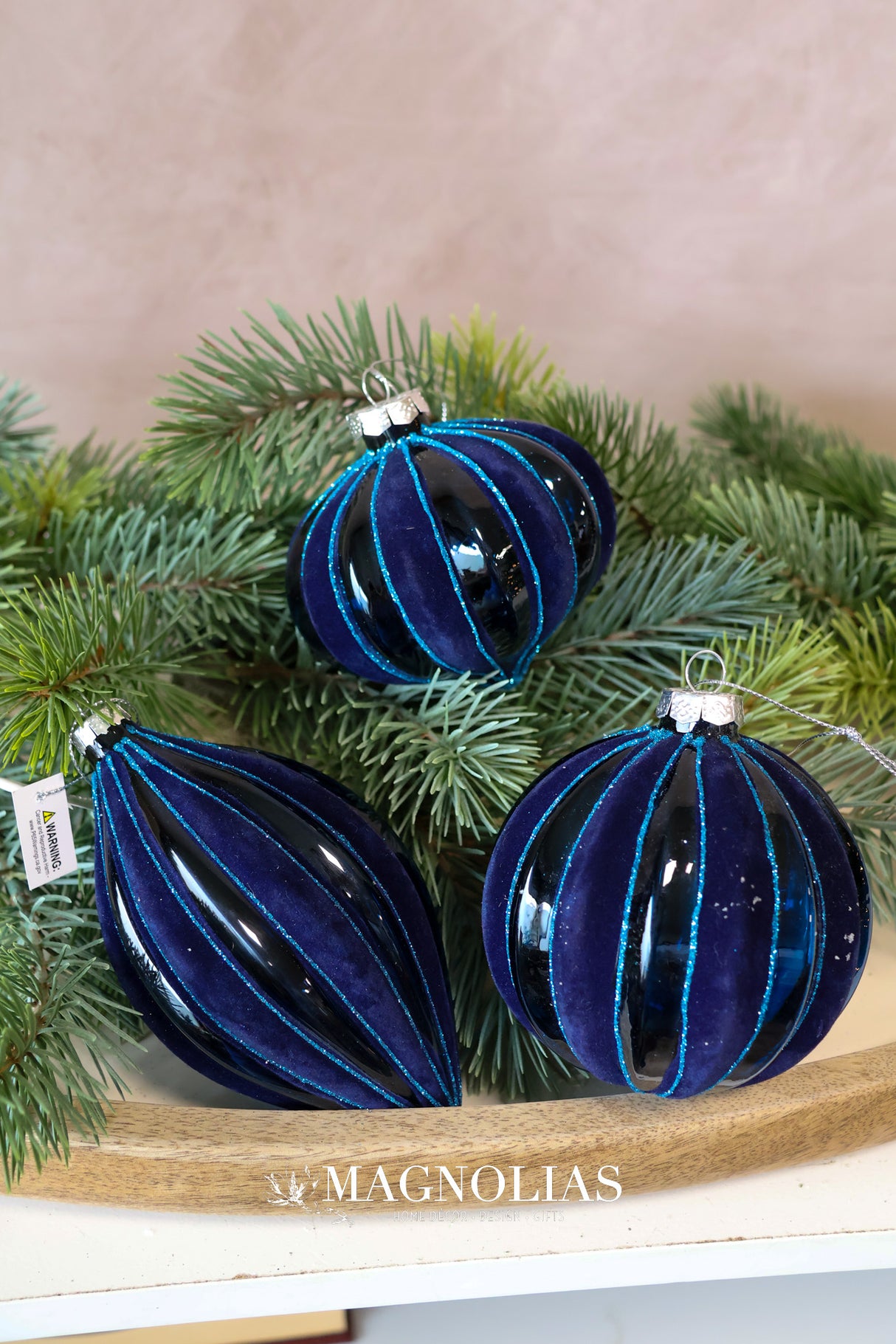 Velvet Sky Blue Glass Ornament - 3 Styles