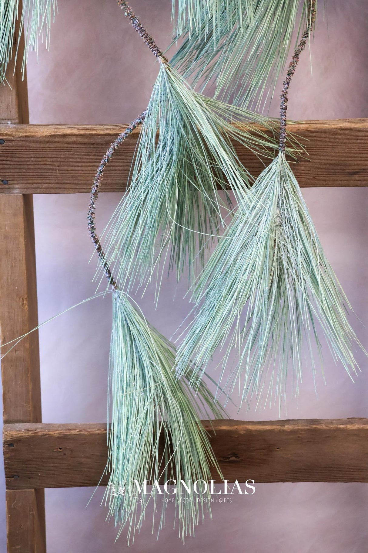 50" Frosted Long Needle Pine Drop Garland