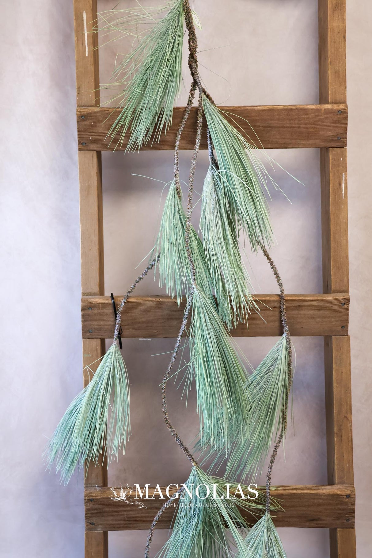 50" Frosted Long Needle Pine Drop Garland