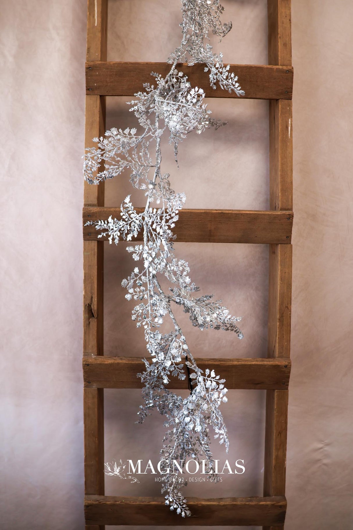 48" Silver Glitter Maidenhair Garland