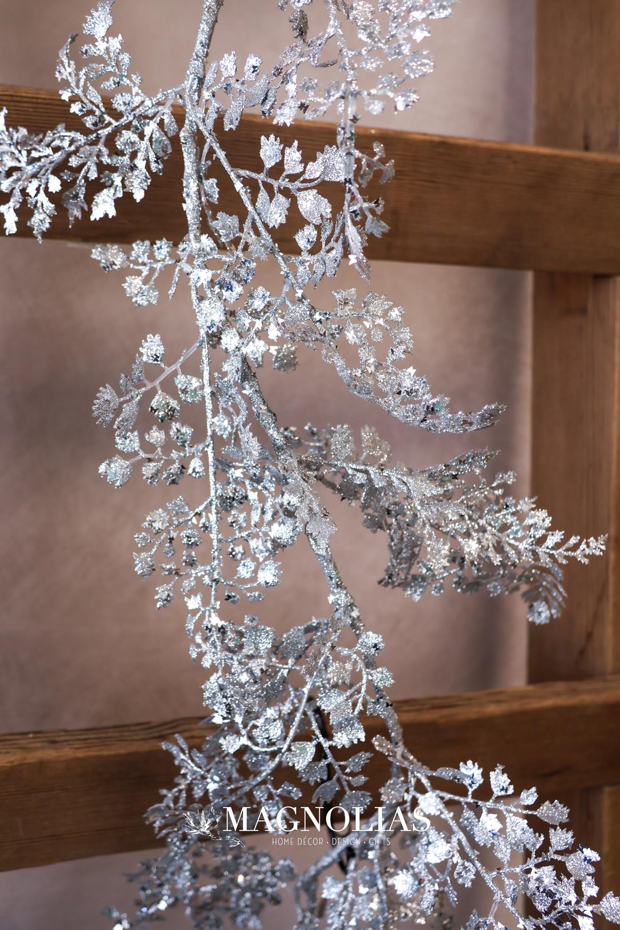 48" Silver Glitter Maidenhair Garland