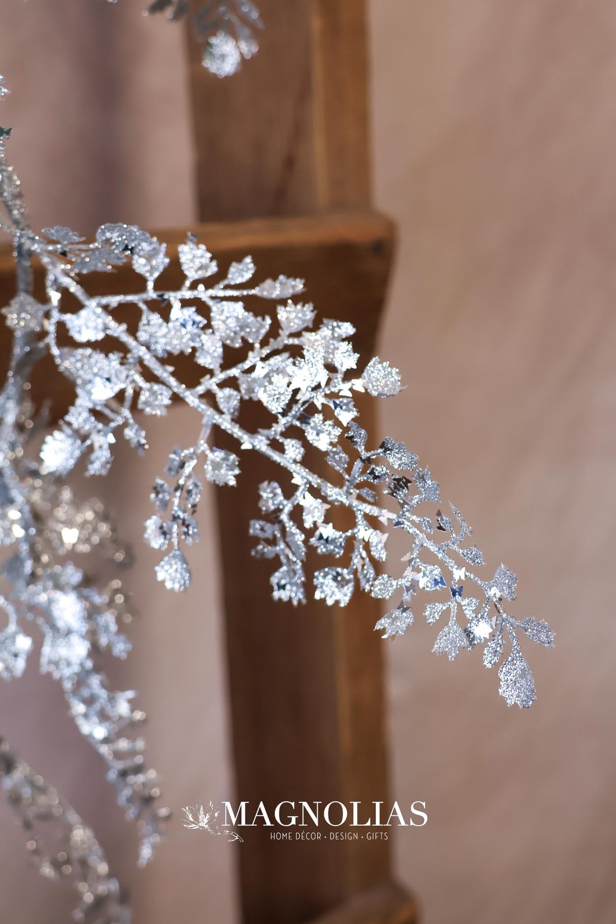 48" Silver Glitter Maidenhair Garland
