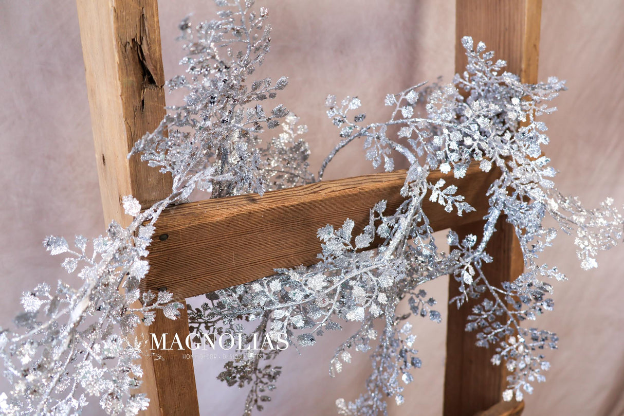48" Silver Glitter Maidenhair Garland