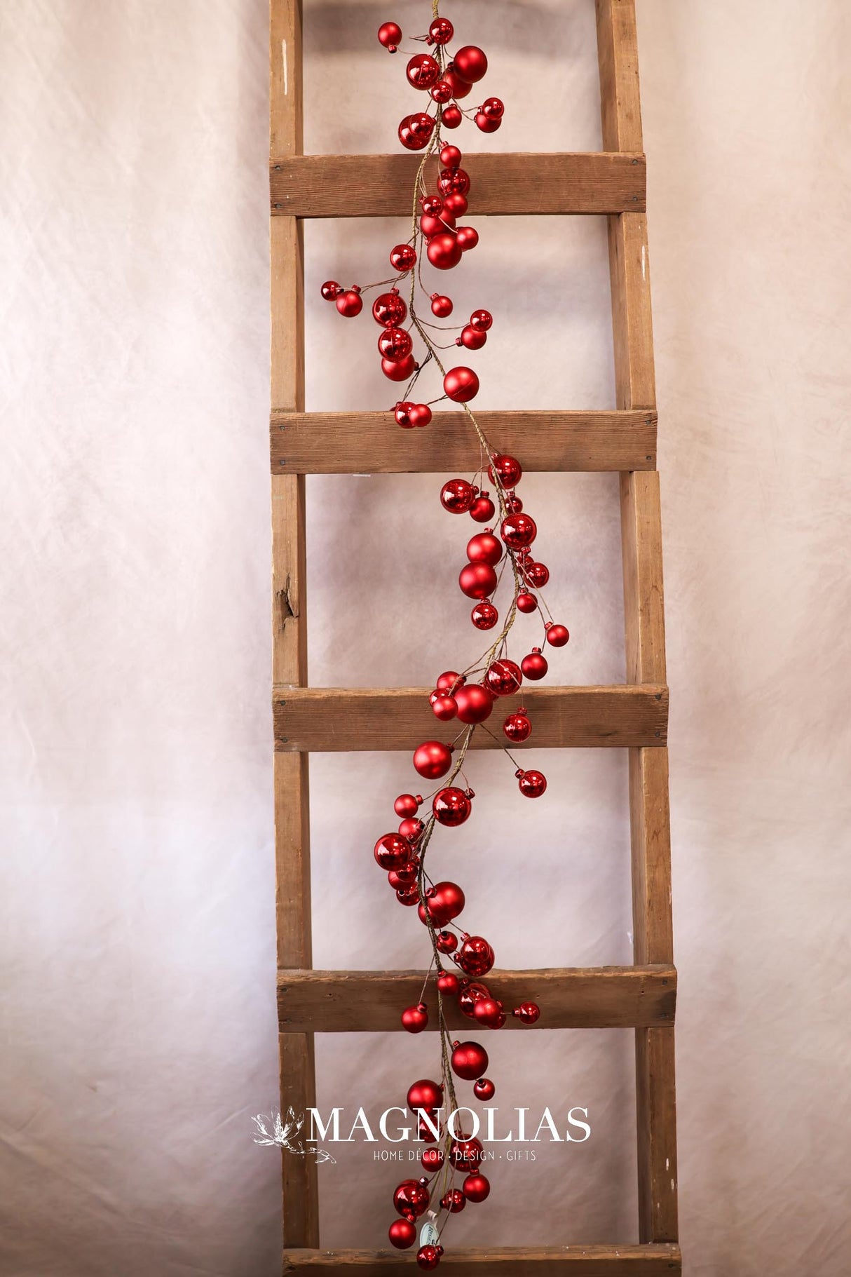 60" Red Shiny Ornament Garland