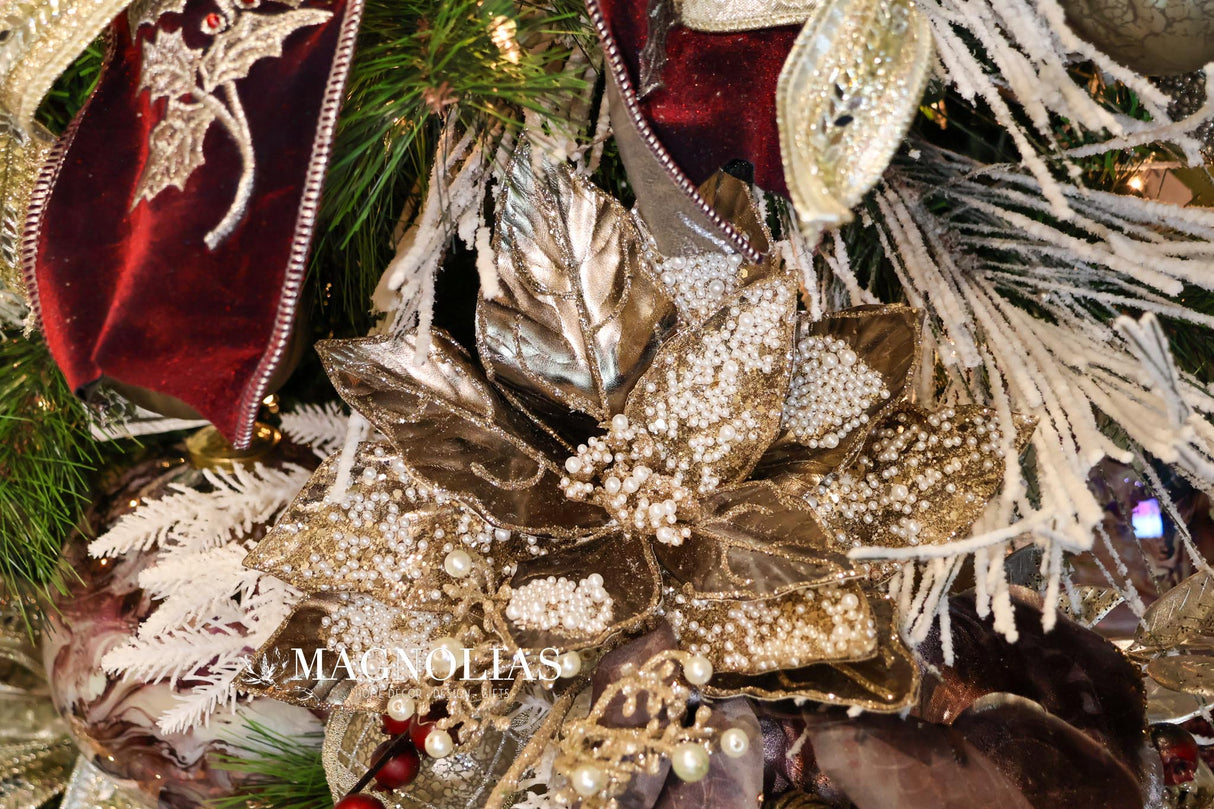 Pewter Metallic Poinsettia Spray