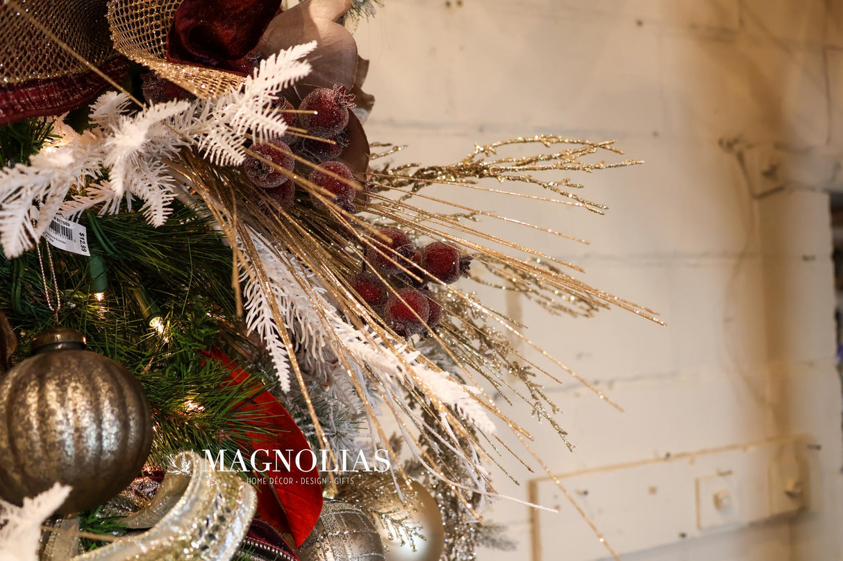 Glittering Gold Long Needle Pine Spray