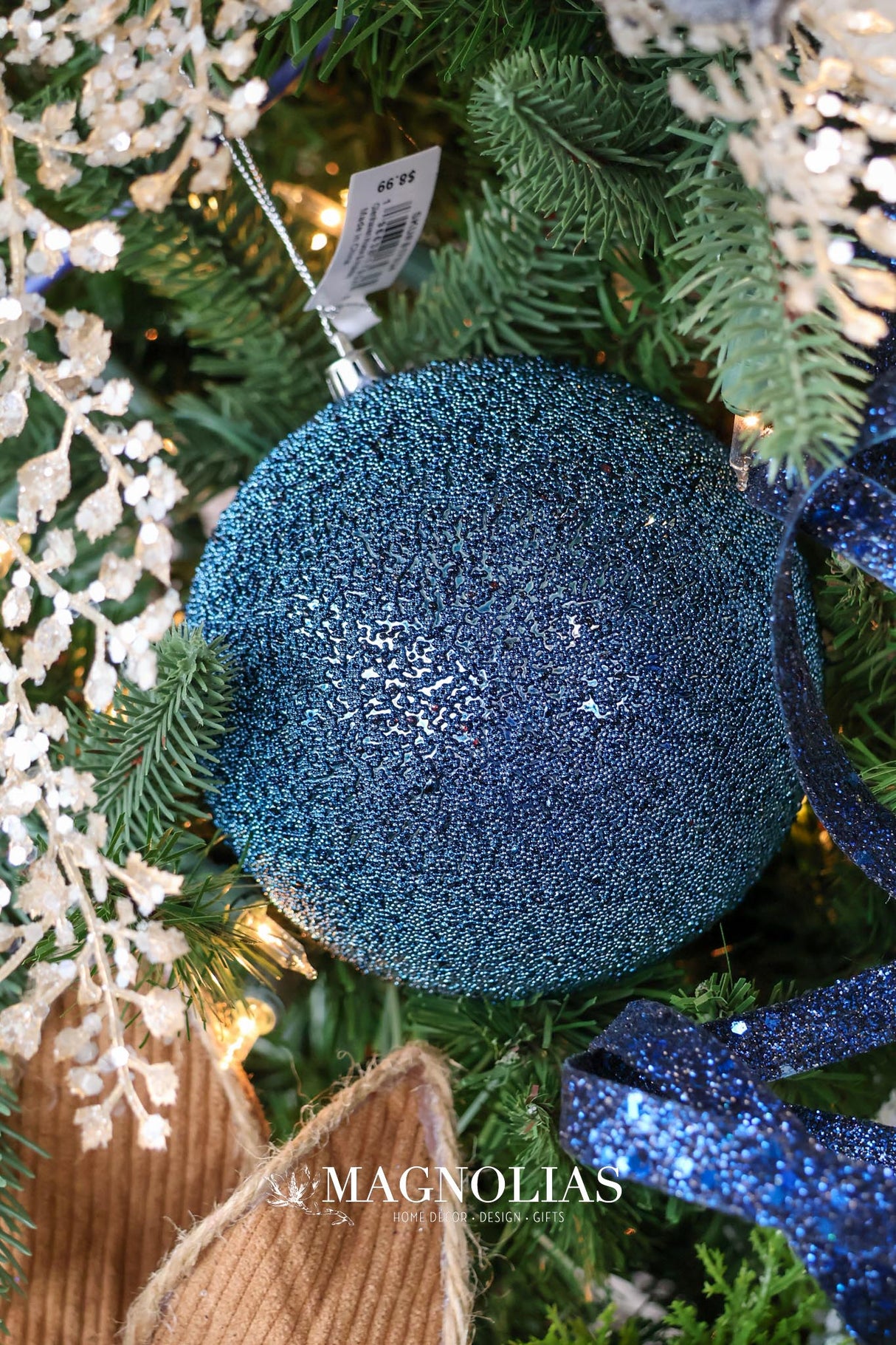 Dark Blue Glass Bead Ornament