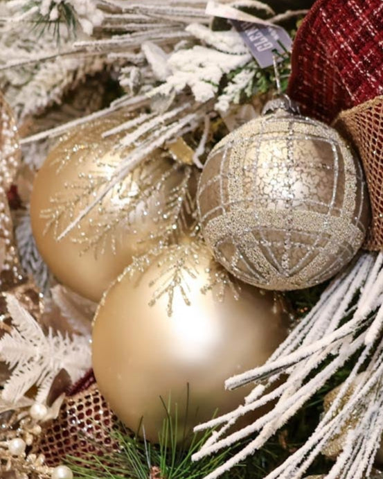 Taupe Plaid Glass Ornament