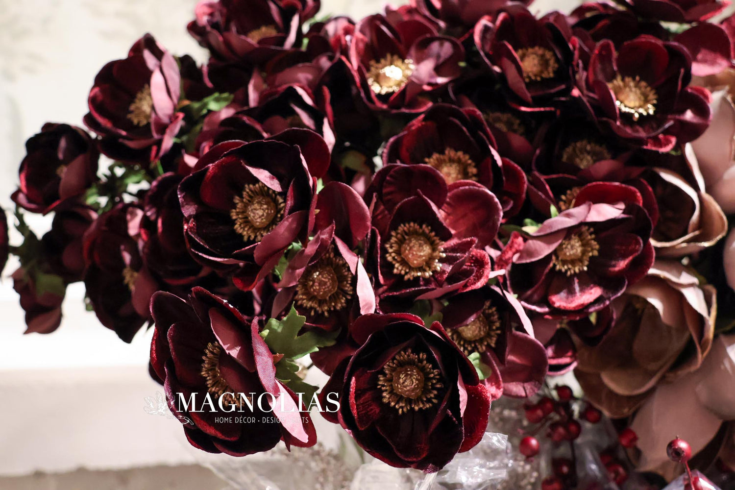 Burgundy Glamour Velvet Anemone Spray
