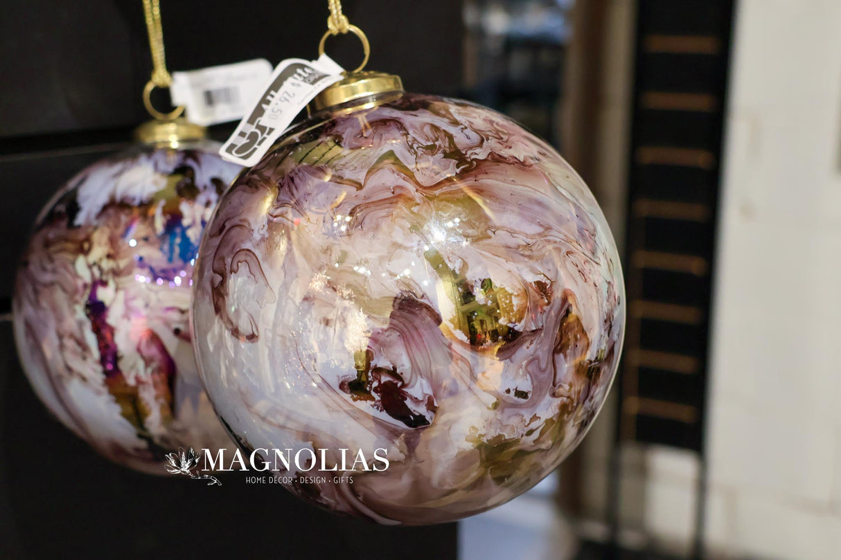 Purple Marbled Glass Ornament