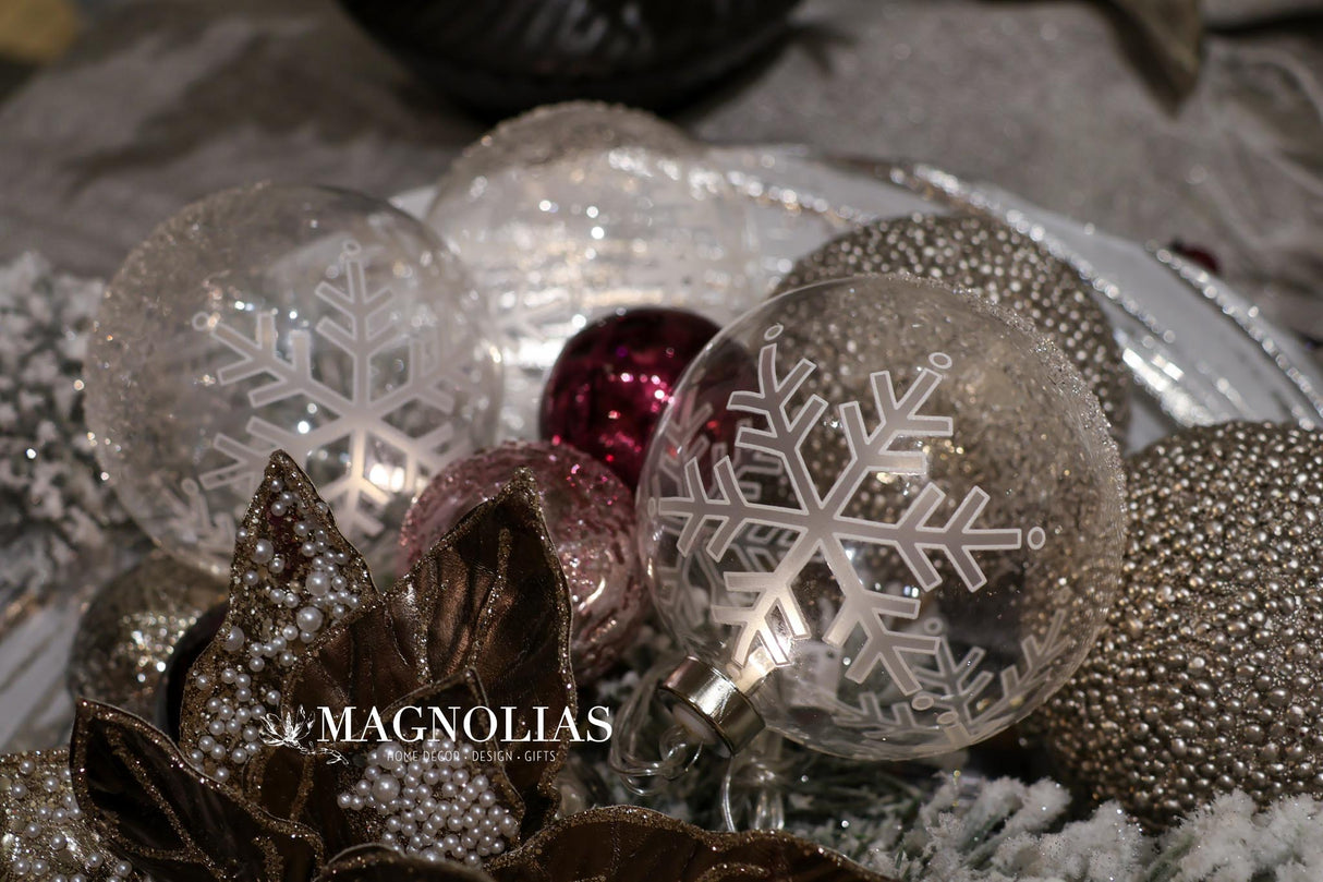 Snowflake Glass LED Ornament Garland