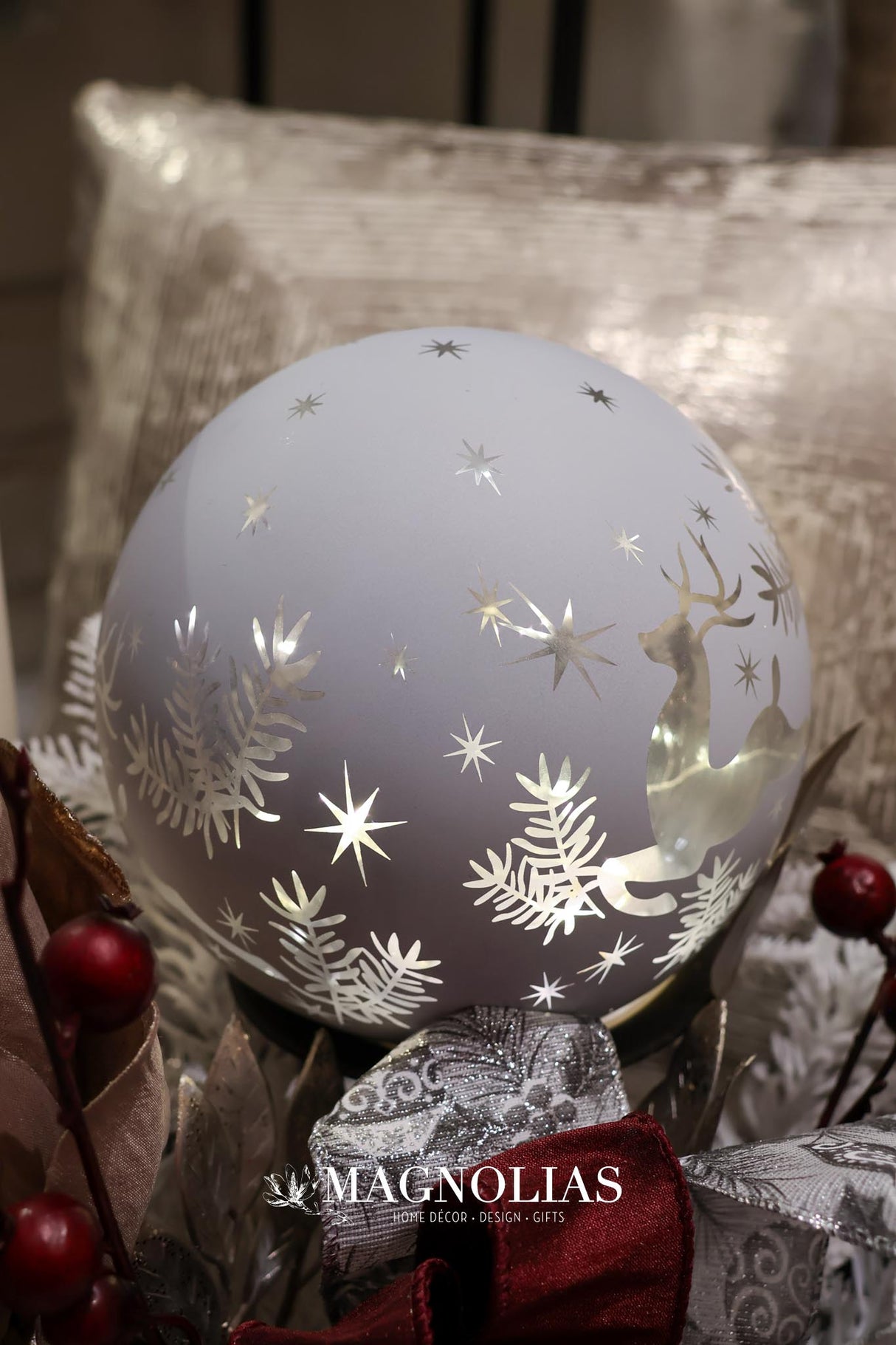 Reindeer Lighted Glass Orb