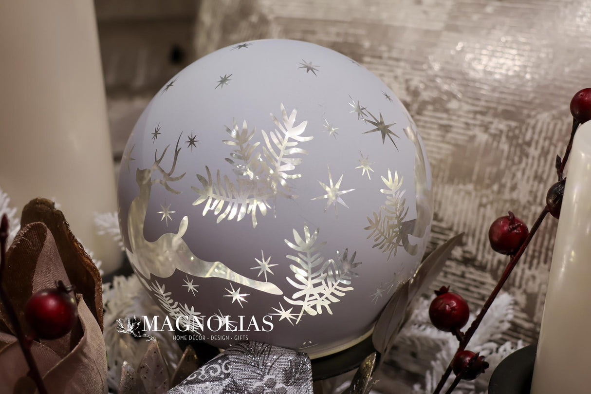 Reindeer Lighted Glass Orb