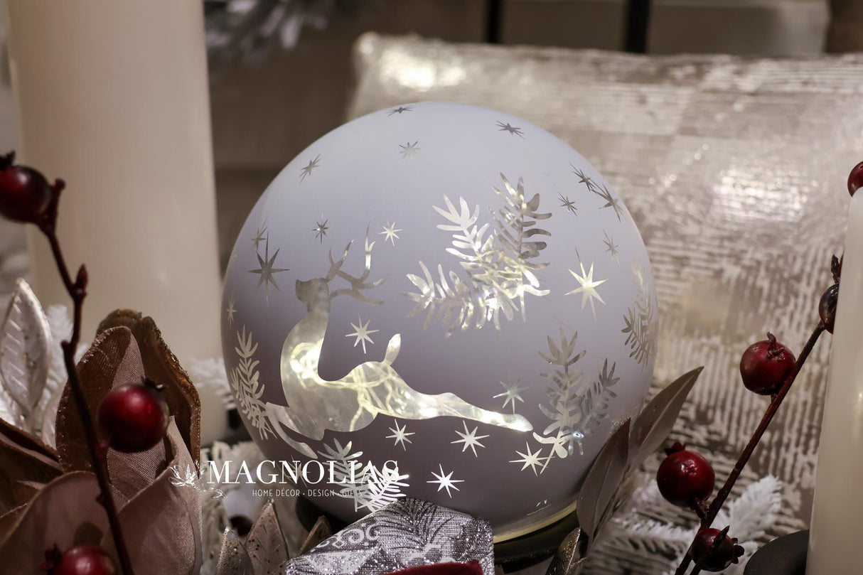 Reindeer Lighted Glass Orb