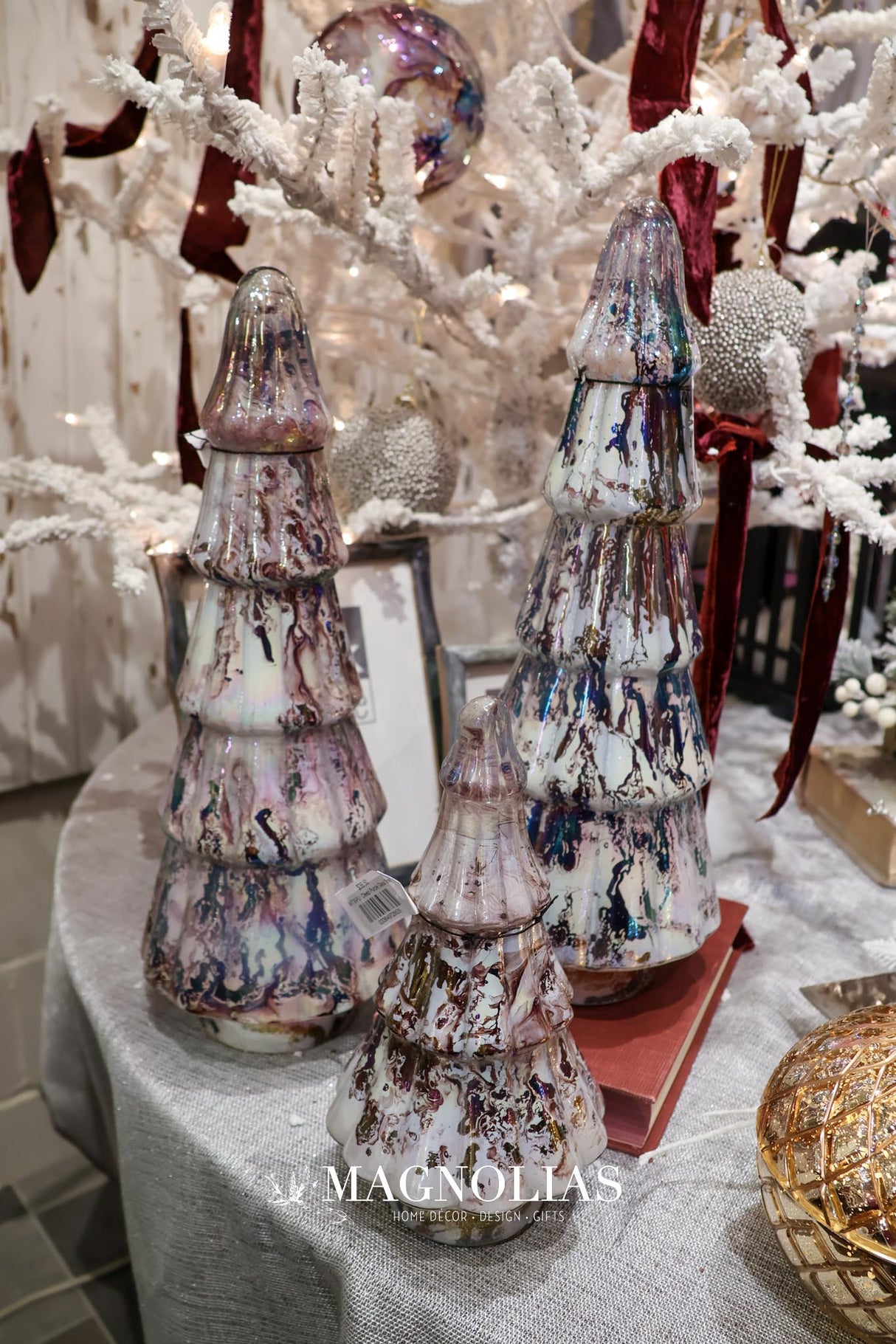 18" Purple Marbled Glass Tree