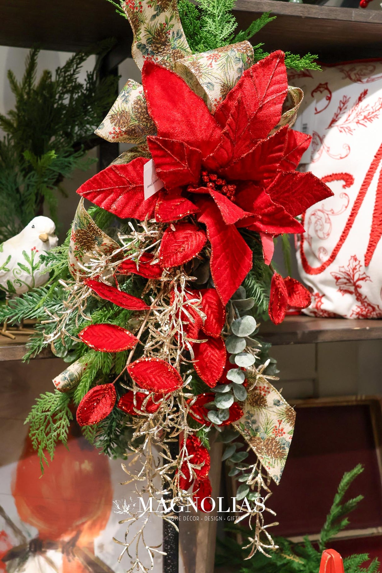 Red Flat Velvet Leaf Spray