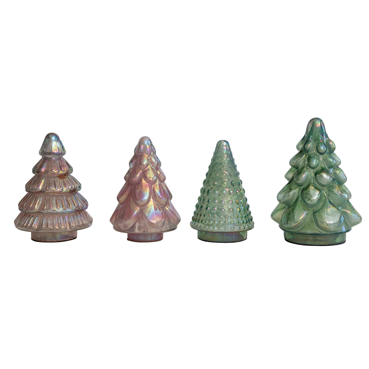 5-1/4" Round x 6-3/4"H Embossed Mercury Glass Tree, 3 Styles, 4 Iridescent Colors