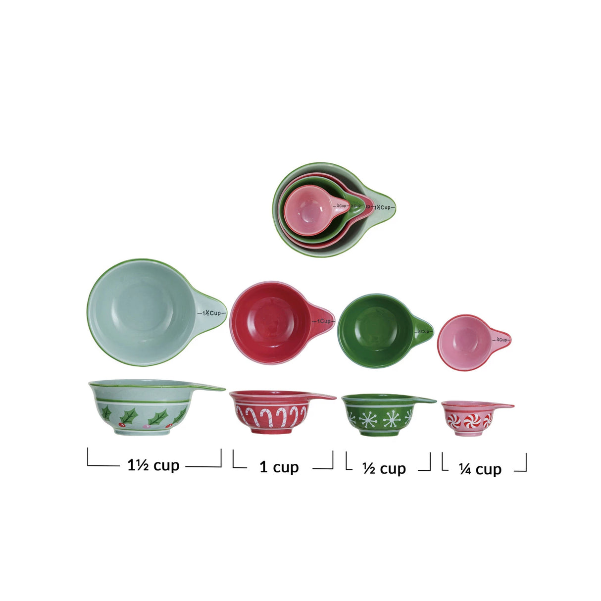 Special Buy Christmas Stoneware Measuring Cup Set