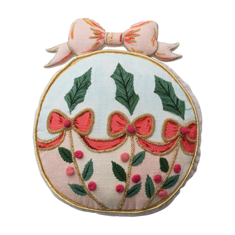 Ornament Shaped Pillow with Embroidery & Velvet Back ©