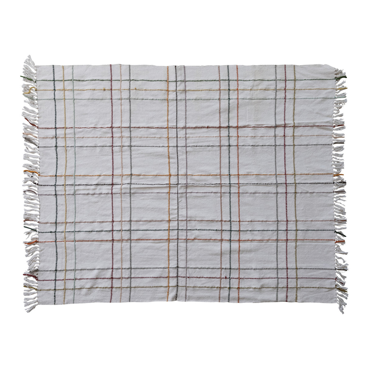 Woven Cotton & New Zealand Wool Throw with Fringe