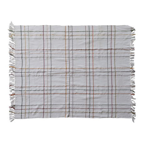 Woven Cotton & New Zealand Wool Throw with Fringe