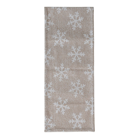Woven Recycled Fabric Jacquard Table Runner with Snowflake Pattern