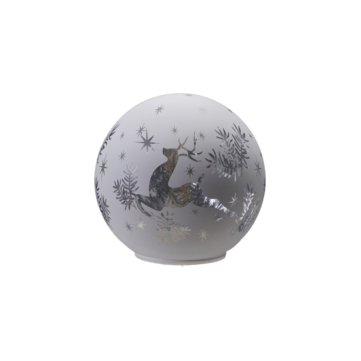 Glass Ball with LED Light & Laser Etched Reindeer