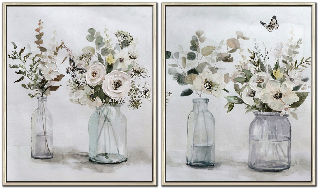 Blossoms in Vessels Framed Art -Pickup Only