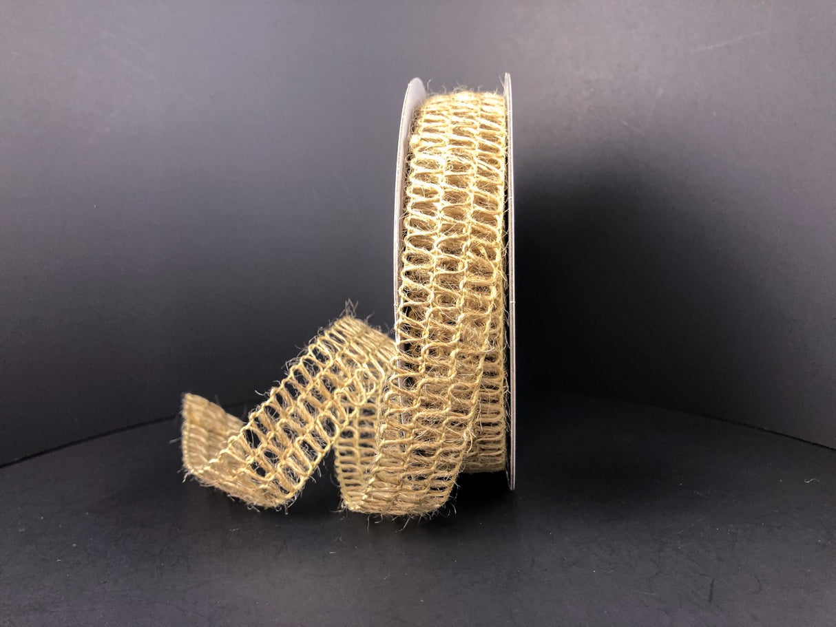 3/4" Squiggle Open Weave Burlap Ribbon Bolt