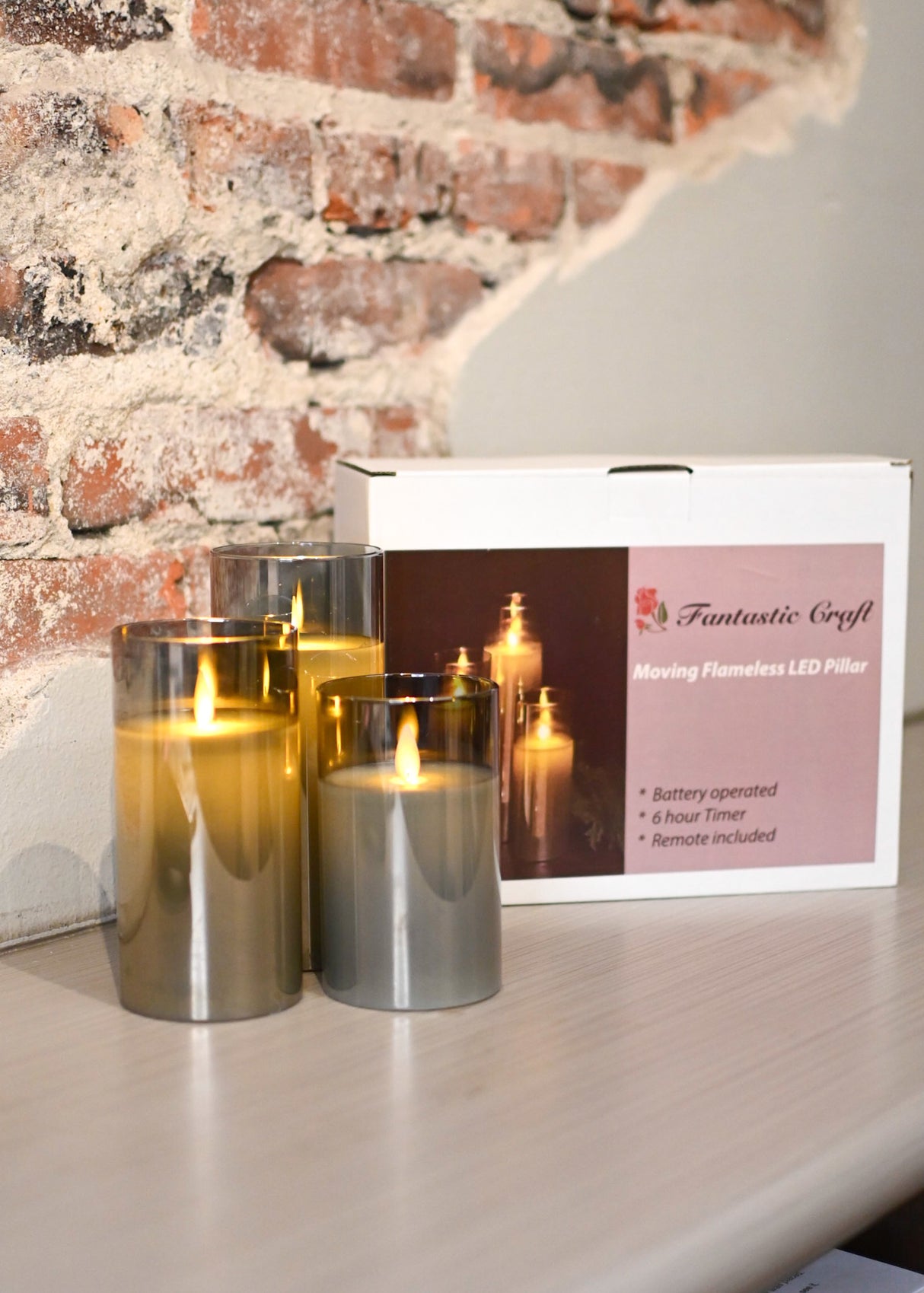 Smoke Moving LED Glass Candle Set