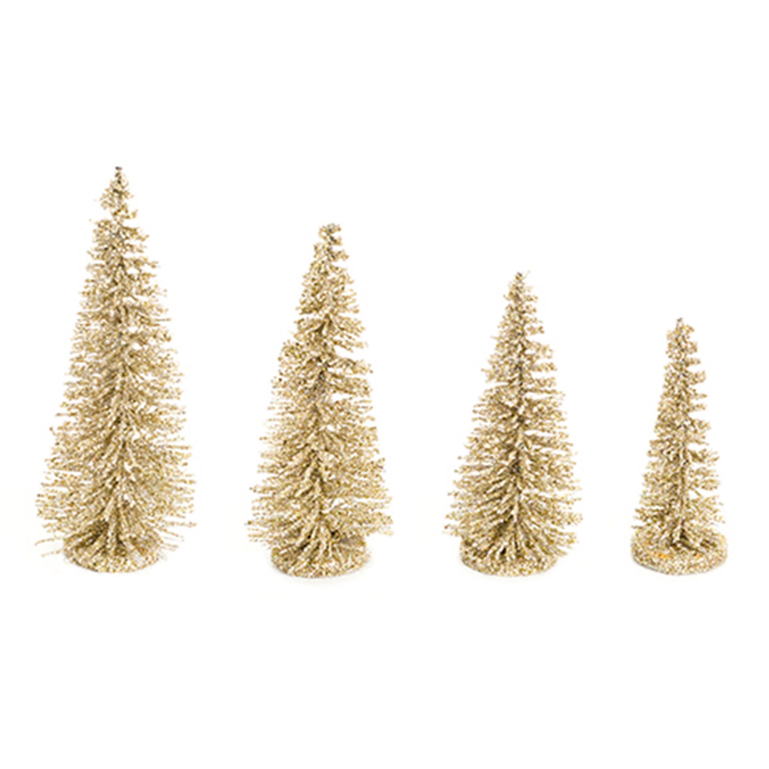 Gold Mini Bottle Brush Tree Set Of 4