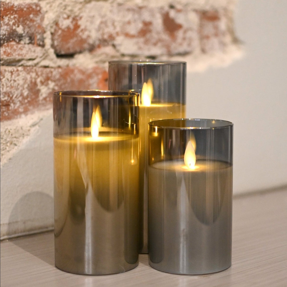 Smoke Moving LED Glass Candle Set