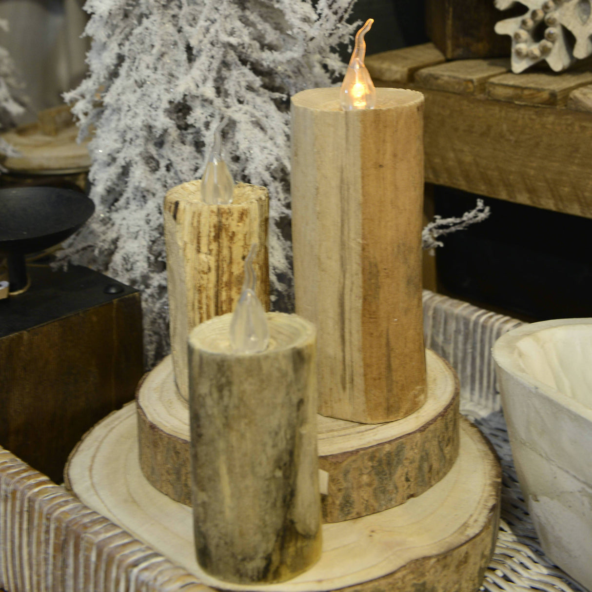 Large Wooden Faux Candle