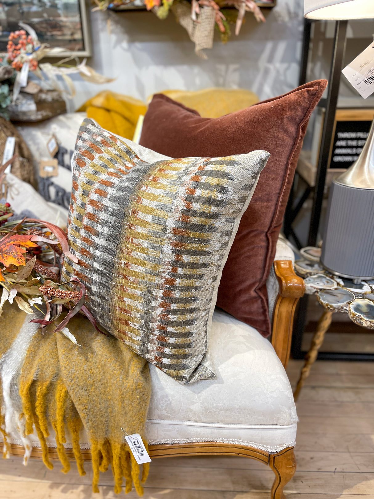 Rust Cotton Velvet Square Pillow