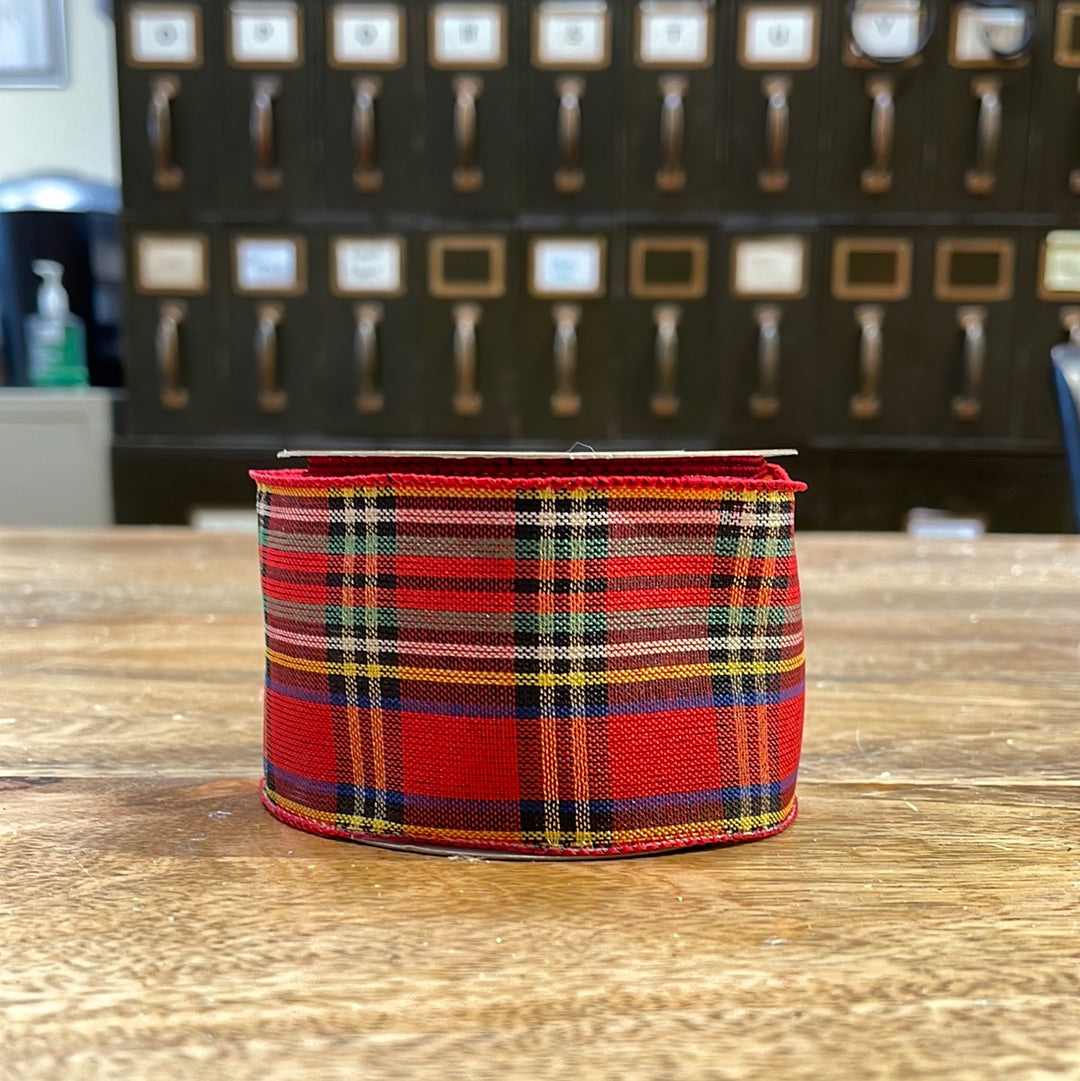 2.5" Red & Green Plaid Ribbon Bolt