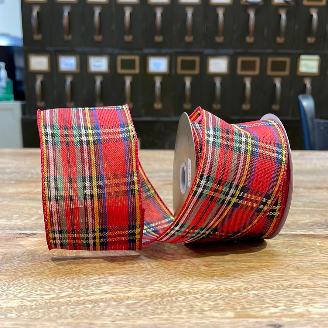 2.5" Red & Green Plaid Ribbon Bolt