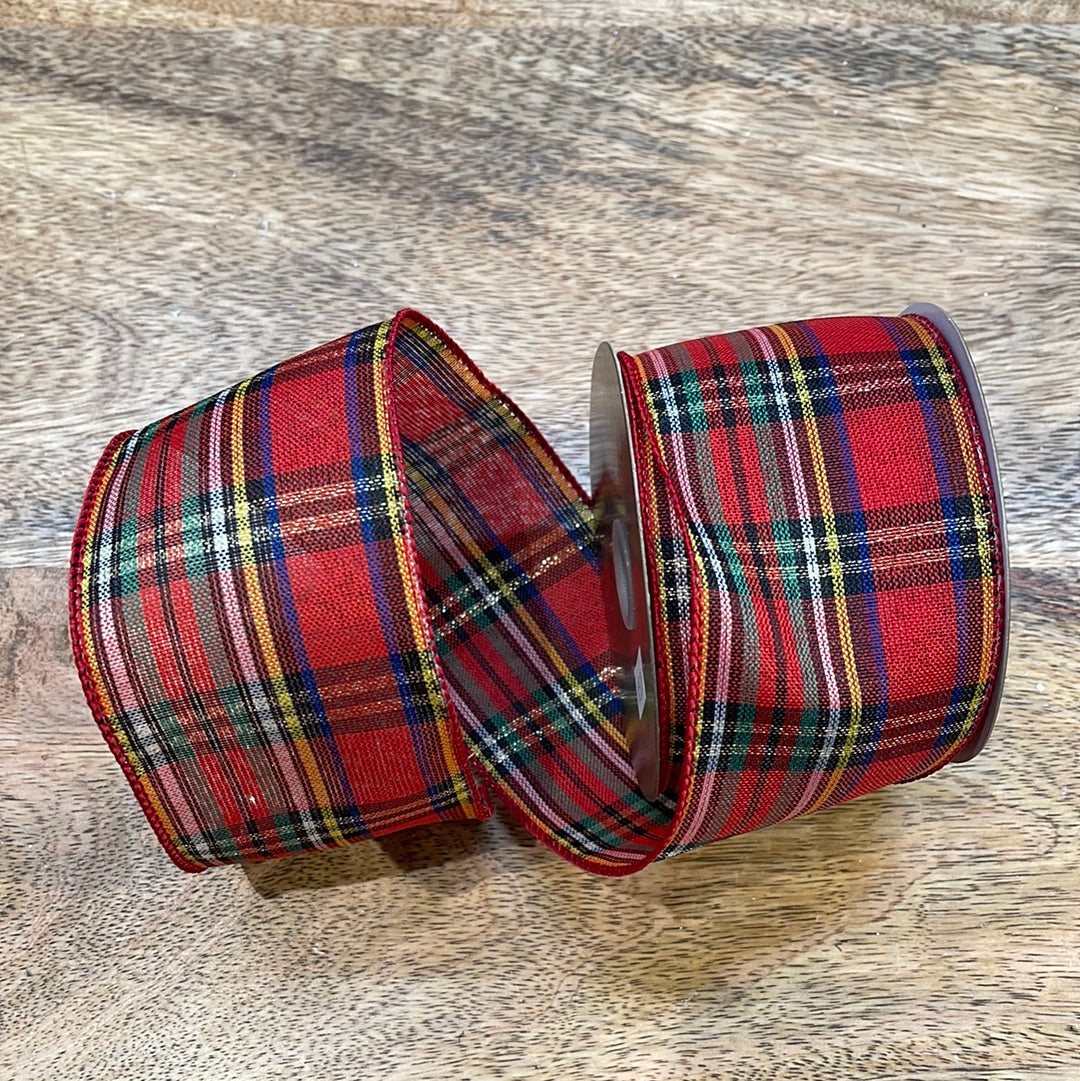 2.5" Red & Green Plaid Ribbon Bolt