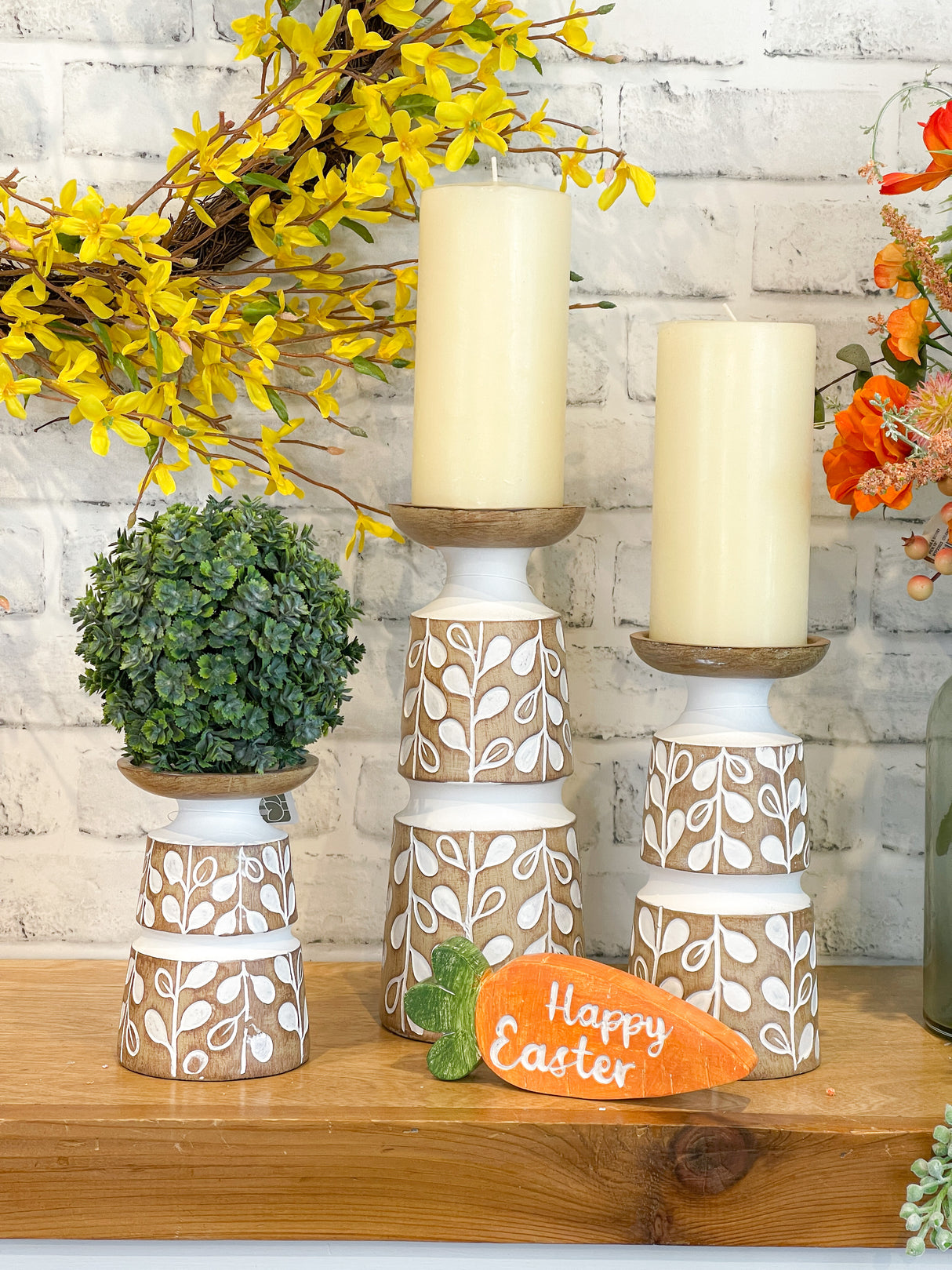 Weeping Willow Resin Candle Holder Set of 3