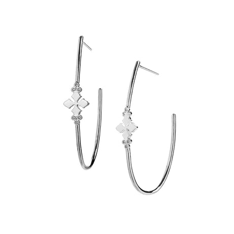 Believer Cross Hoop Earrings in Silver