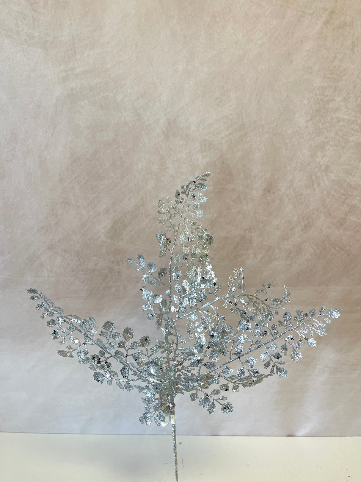 Silver Glitter Maidenhair Spray