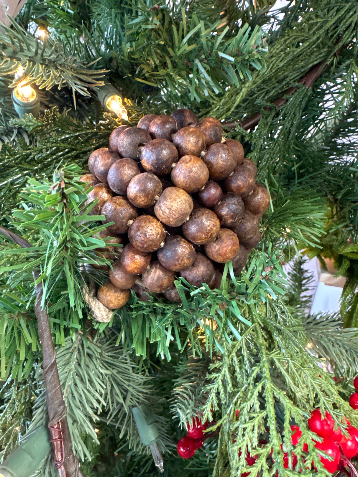 Wood Bead Ball Ornament