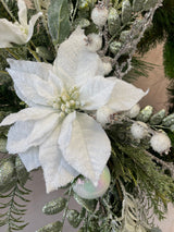 23" Crisp White Poinsettia Wreath