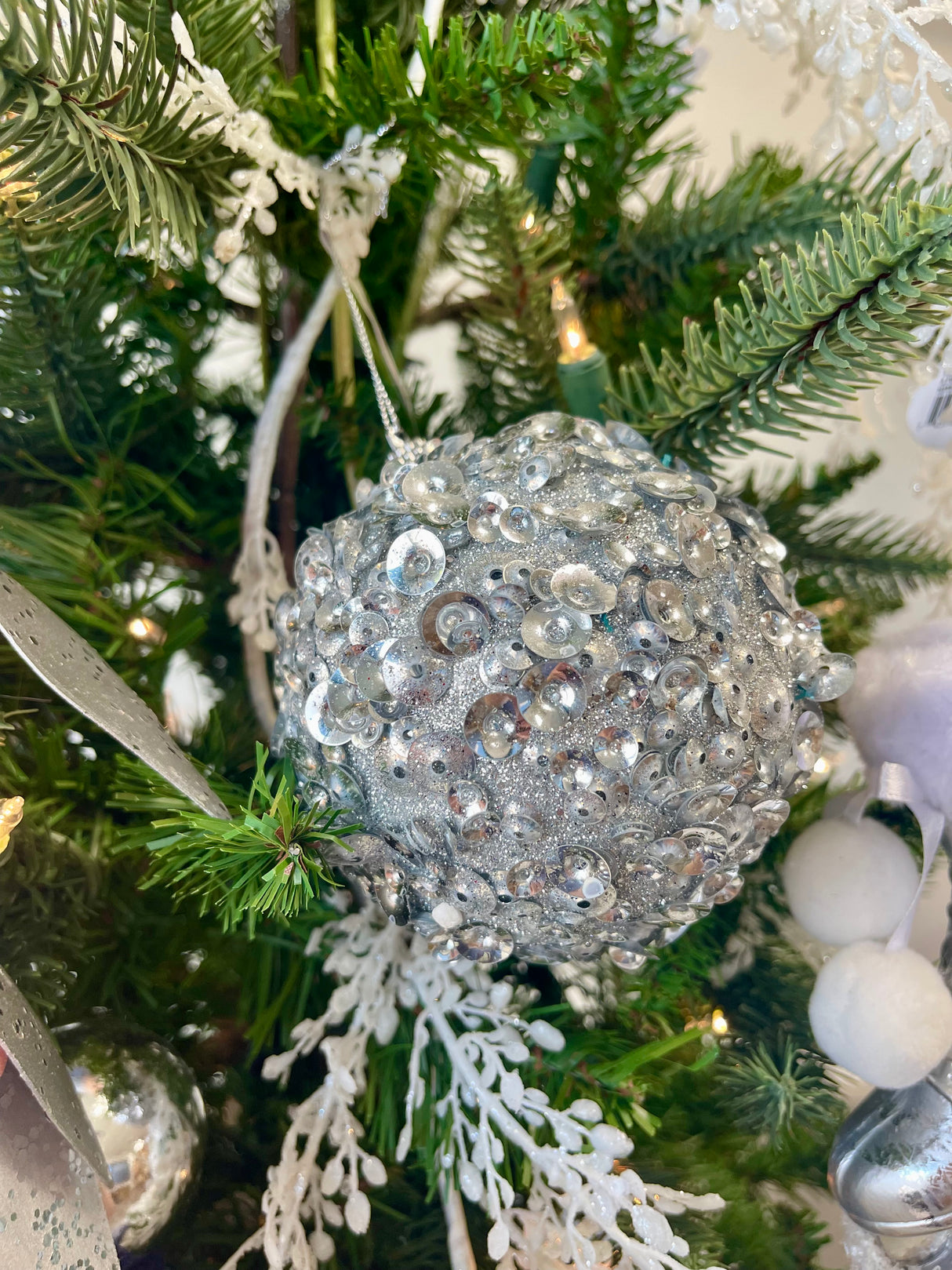 Small Silver Glamour Sequin Ornament