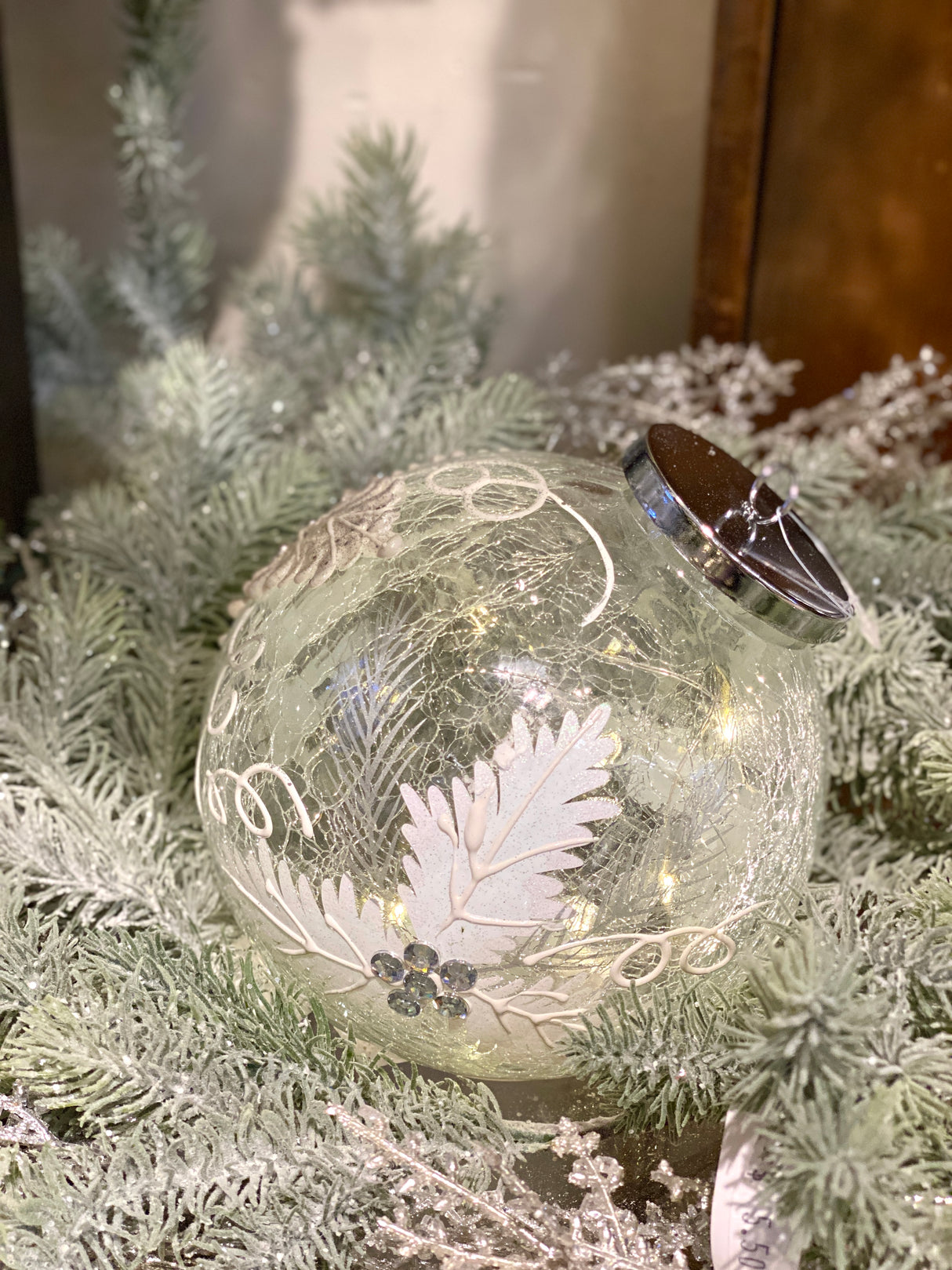 Frosted Pine Lighted Table Ornament