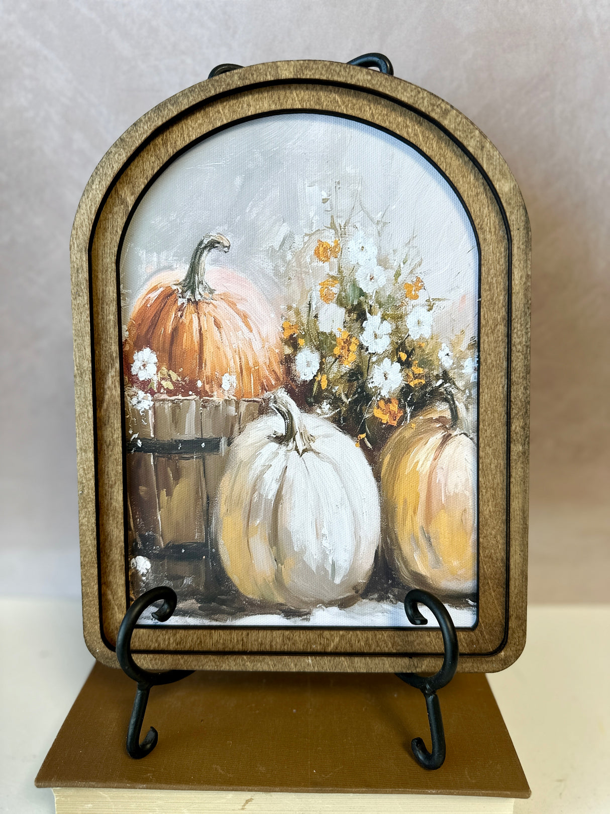 Arch Top Pumpkin Bucket Framed Art