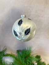 Navy Poinsettia Glass Ornament - 2 Styles