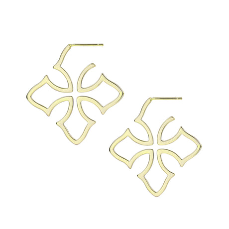 Grace Cross Hoop Earrings in Gold