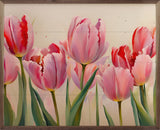 20" Pink Tulips White Wood Art