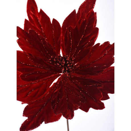 Rich Red Velvet Poinsettia Stem